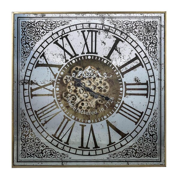 Homeroots Silver & Gold Antique Style Square Wall Clock - 401294