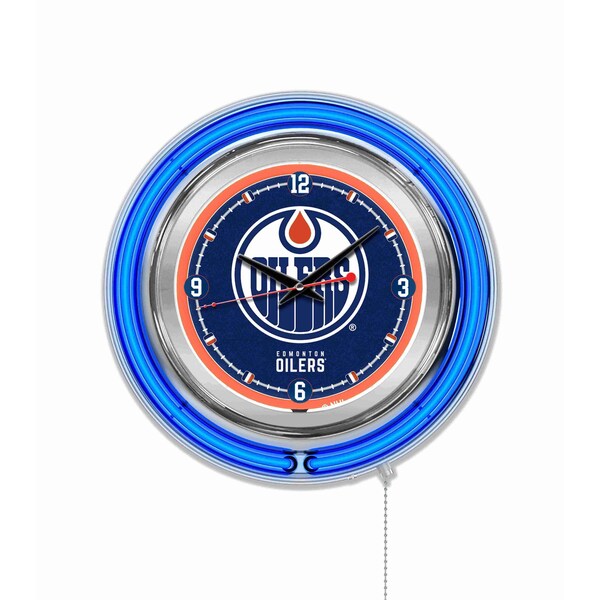 Holland Bar Stool Co Edmonton Oilers Double Neon 15" Clock, NHL - CLK15EDMOIL
