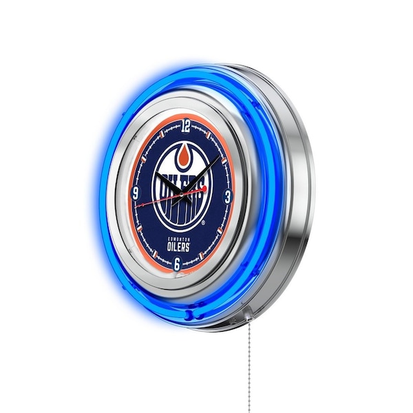 Holland Bar Stool Co Edmonton Oilers Double Neon 15" Clock, NHL - CLK15EDMOIL