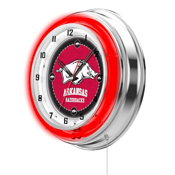 Holland Bar Stool Co University of Arkansas Double Neon 19" Clock - CLK19ARKNUN