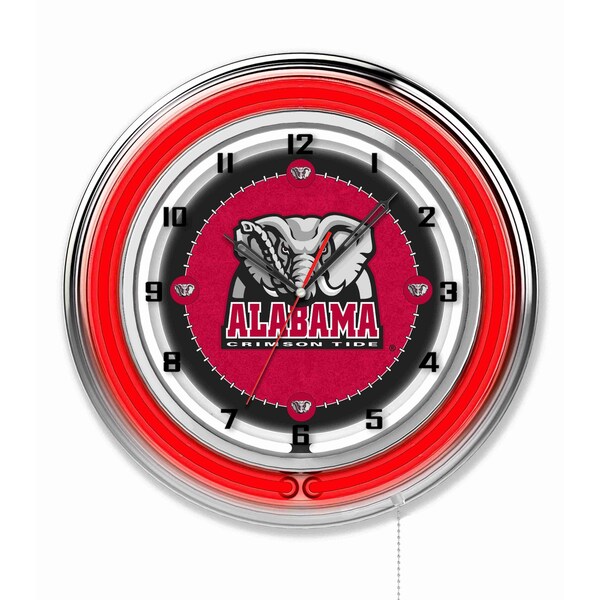 Holland Bar Stool Co University of Alabama Double Neon 19" Clock (Elephant) - CLK19AL-ELE