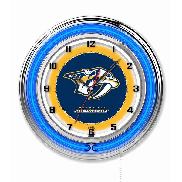 Holland Bar Stool Co Nashville Predators Double Neon 19" Clock, NHL - CLK19NSHPRE