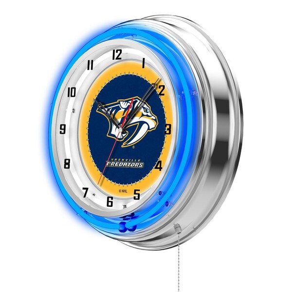 Holland Bar Stool Co Nashville Predators Double Neon 19" Clock, NHL - CLK19NSHPRE