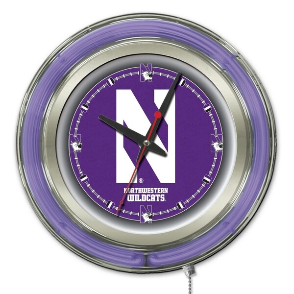 Holland Bar Stool Co Northwestern University Double Neon 15" Clock - CLK15NTHWST