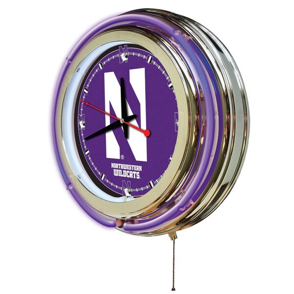 Holland Bar Stool Co Northwestern University Double Neon 15" Clock - CLK15NTHWST