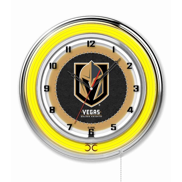 Holland Bar Stool Co Vegas Golden Knights Double Neon 19" Clock, NHL - CLK19LVGDKN