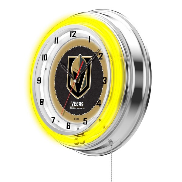 Holland Bar Stool Co Vegas Golden Knights Double Neon 19" Clock, NHL - CLK19LVGDKN