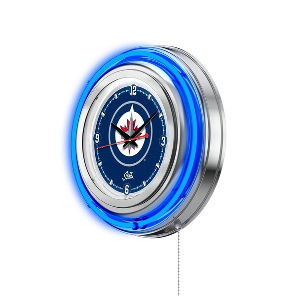 Holland Bar Stool Co Winnipeg Jets Double Neon 15" Clock, NHL - CLK15WINJET
