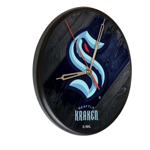Holland Bar Stool Co Seattle Kraken Digitally Printed Wood Clock - WCLKPBLKSEAKRK