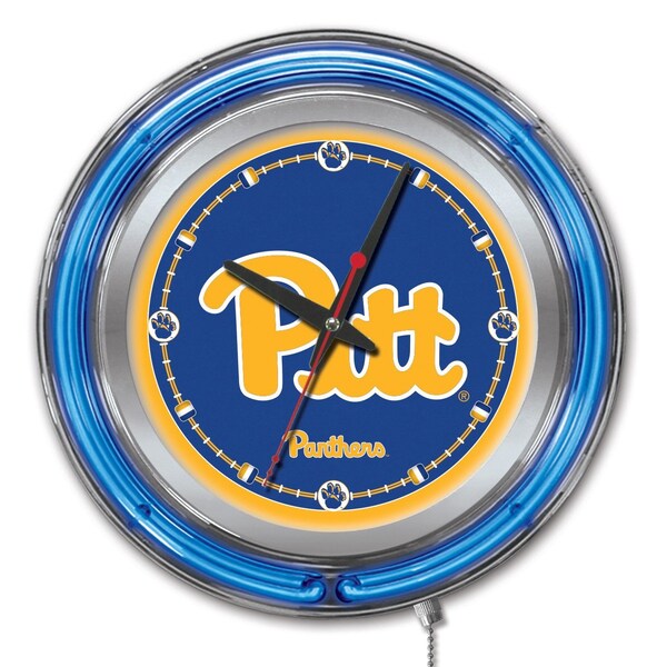 Holland Bar Stool Co University of Pittsburgh Double Neon 15" Clock (Pitt) - CLK15PITTSB