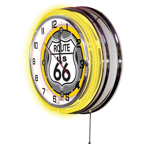 Holland Bar Stool Co Route 66 Double Neon Ring, 19" dia. Logo Clock - CLK19ROUTE66
