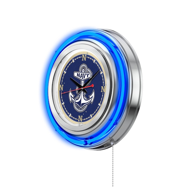 Holland Bar Stool Co US Naval Academy Double Neon 15" Clock NAVY - CLK15USNAVA