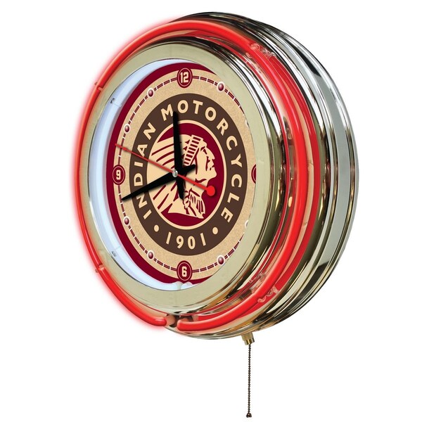 Holland Bar Stool Co Indian Motorcycle Double Neon 15" Clock - CLK15INDN-HD