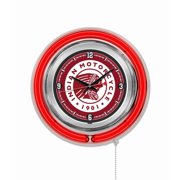 Holland Bar Stool Co Indian Motorcycle Double Neon 15" Clock - CLK15INDN-HD