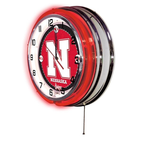 Holland Bar Stool Co University of Nebraska Double Neon 19" Clock - CLK19NEBRUN