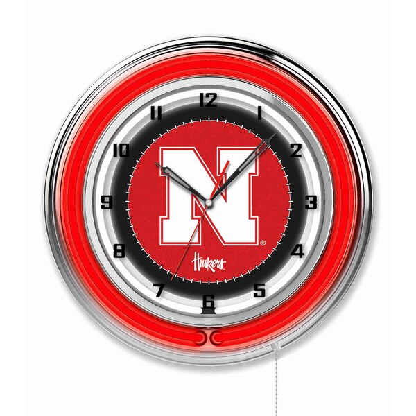 Holland Bar Stool Co University of Nebraska Double Neon 19" Clock - CLK19NEBRUN