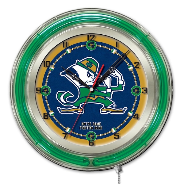 Holland Bar Stool Co Notre Dame Double Neon 19" Clock Leprechaun - CLK19ND-LEP