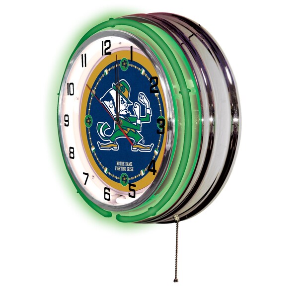 Holland Bar Stool Co Notre Dame Double Neon 19" Clock Leprechaun - CLK19ND-LEP