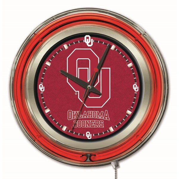Holland Bar Stool Co Oklahoma University Double Neon 15" Clock - CLK15OKLHMA