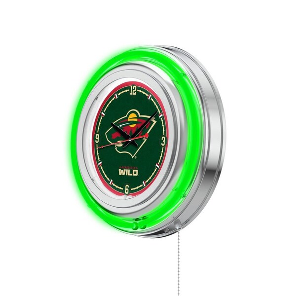 Holland Bar Stool Co Minnesota Wild Double Neon 15" Clock, NHL - CLK15MINWLD