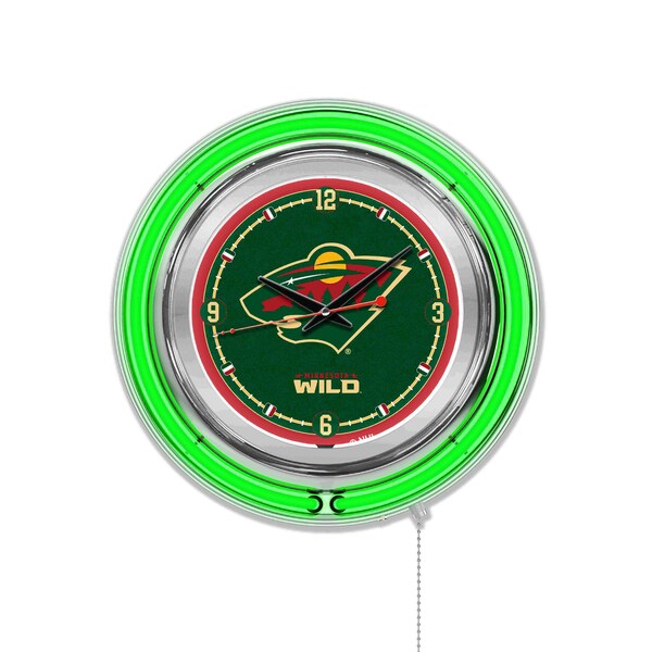 Holland Bar Stool Co Minnesota Wild Double Neon 15" Clock, NHL - CLK15MINWLD