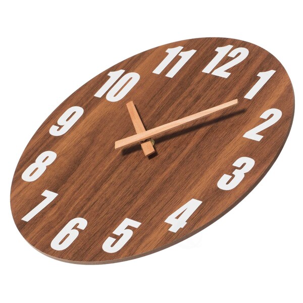 Quickway Imports Antique Home Decor Wall Clock For Living Room, Bedroom, Kitchen, or Dining Room, Brown Natural Wood - QI004096