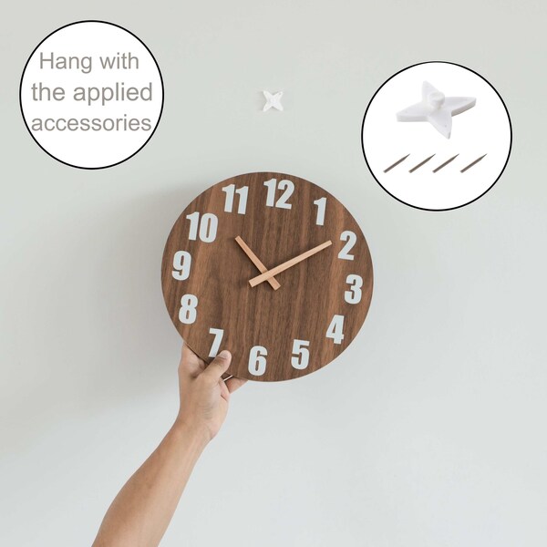 Quickway Imports Antique Home Decor Wall Clock For Living Room, Bedroom, Kitchen, or Dining Room, Brown Natural Wood - QI004096