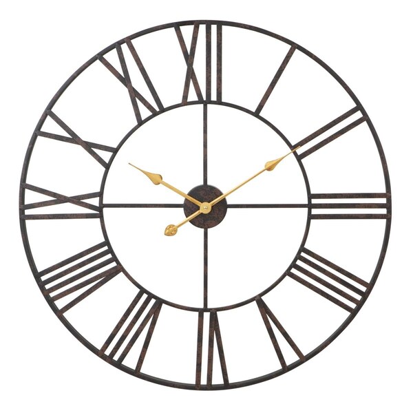 Aspire Home Accents Solange Round Metal Wall Clock, Dark Brown - 30 in. - 7852