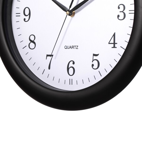 Clockswise 13.75-in. Plastic Black Round Silent, Non-Ticking Battery Operated Modern Analog Wall Clock, 2PK - QI004510.BK.2