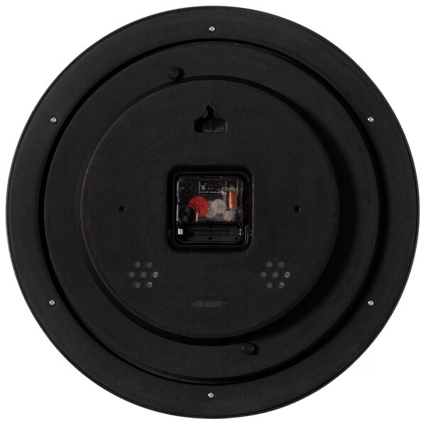 Clockswise 13.75-in. Plastic Black Round Silent, Non-Ticking Battery Operated Modern Analog Wall Clock, 2PK - QI004510.BK.2