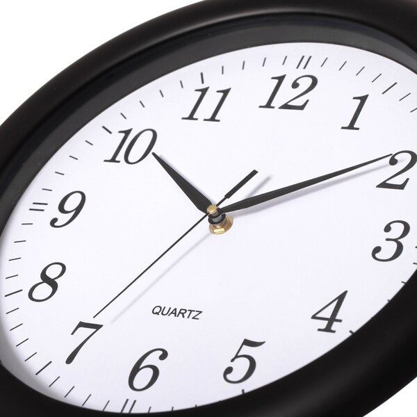 Clockswise 13.75-in. Plastic Black Round Silent, Non-Ticking Battery Operated Modern Analog Wall Clock, 2PK - QI004510.BK.2
