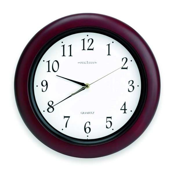 Zoro Select 14" Analog Quartz Wall Clock, Burgundy - 6NN69