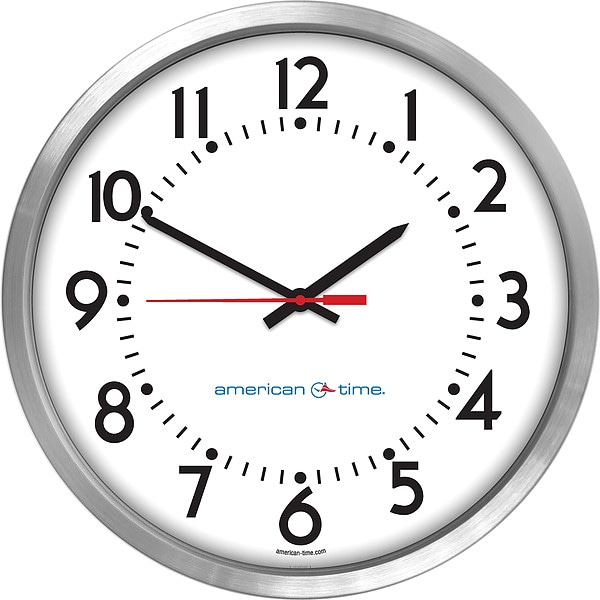 American Time Clock, Aluminum Case, Analog, 16-1/4"W, 1.5V - WN64AGDD304BP