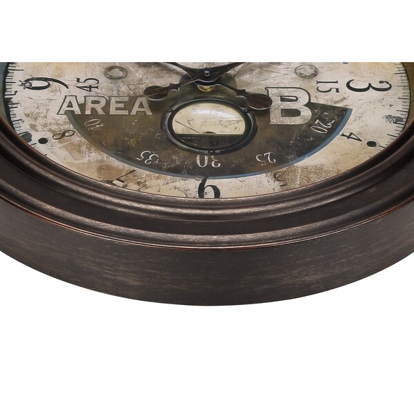Monarch Specialties Clocks, 18'' Round, Wall Clock, Antique Brown, Traditional - I 9090