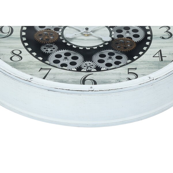 Monarch Specialties Clocks, 20'' Round, Gear Mechanism, Wall Clock, Antique White, Transitional - I 9059