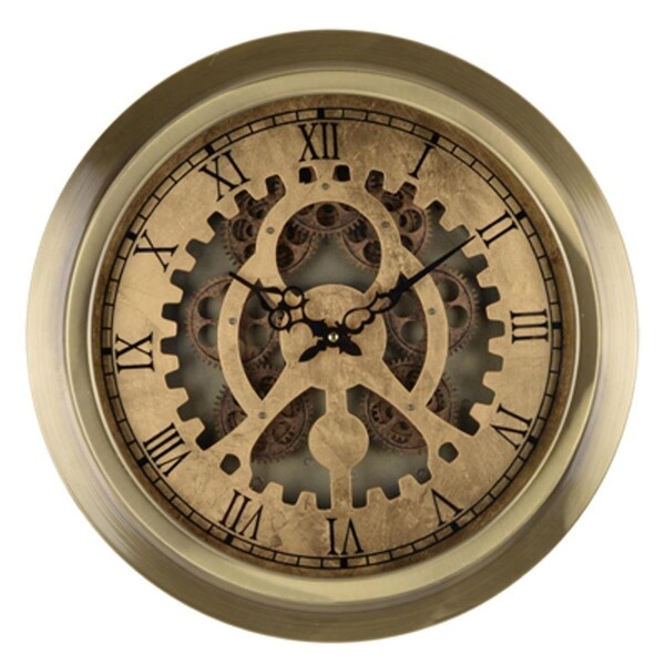 Diario Gold Industrial Style Round Wall Clock - DI3675757
