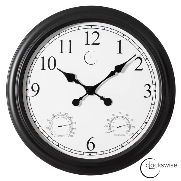 Clockswise 24-inch Large Outdoor Wall Clock Thermometer Combo, Waterproof Hygrometer Silent - QI004731