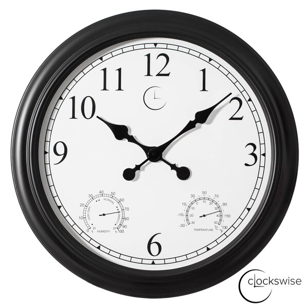 Clockswise 24-inch Large Outdoor Wall Clock Thermometer Combo, Waterproof Hygrometer Silent - QI004731
