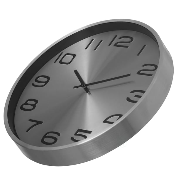 Clockswise Modern Decorative Aluminum Round Wall Clock For Living Room, Kitchen, Dining Room, Silver - QI004511.SI