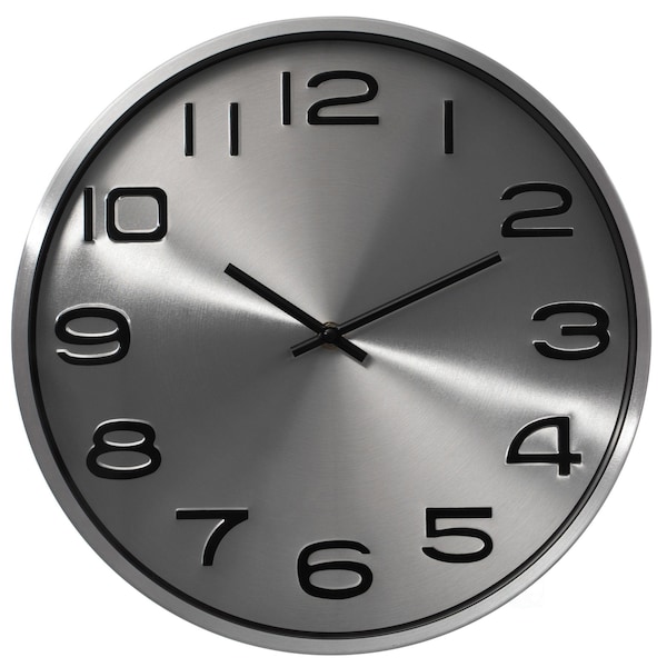 Clockswise Modern Decorative Aluminum Round Wall Clock For Living Room, Kitchen, Dining Room, Silver - QI004511.SI