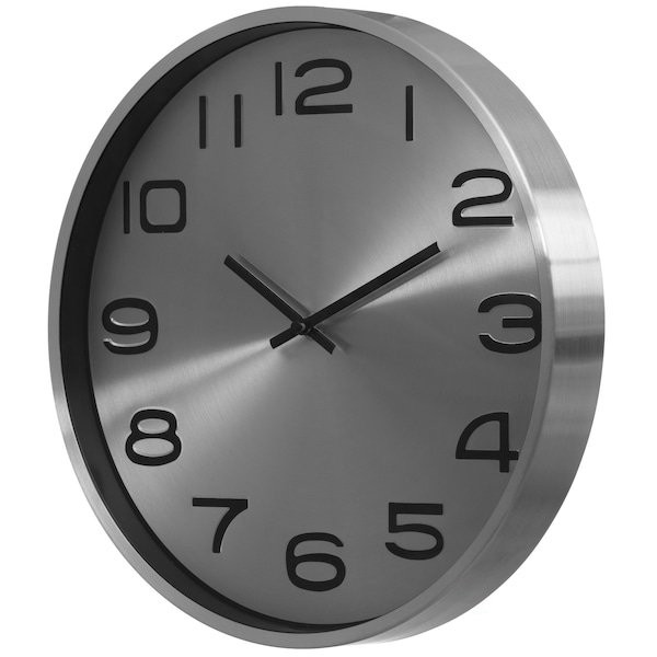 Clockswise Modern Decorative Aluminum Round Wall Clock For Living Room, Kitchen, Dining Room, Silver - QI004511.SI