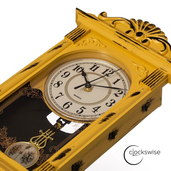 Clockswise Vintage Grandfather-Style Wall Clock with Wood-Effect Plastic Pendulum,  - QI004145.YL