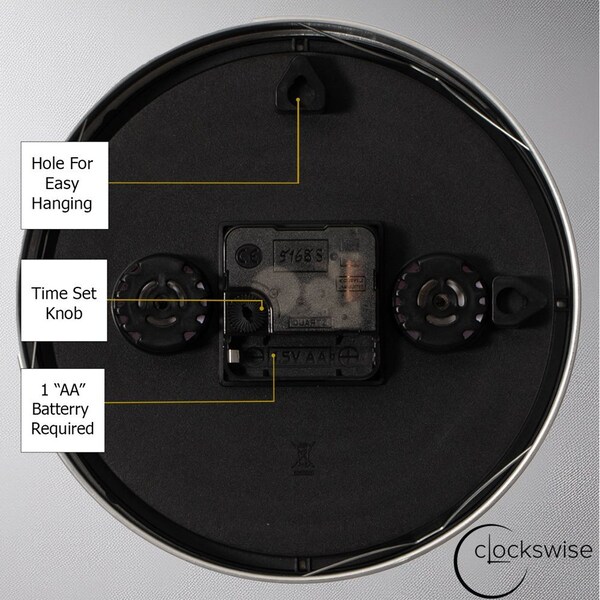 Clockswise 8-Inch Non-Ticking Quartz Wall Clock with Thermometer & Hygrometer - Battery Operated - QI004747.SI.8