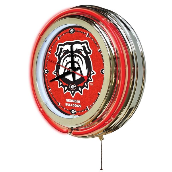 Holland Bar Stool Co University of Georgia Double Neon 15" Clock (Bulldog) - CLK15GA-DOG