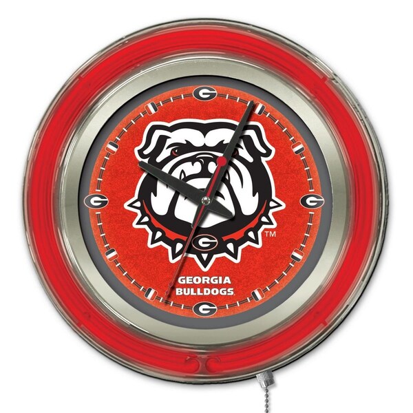 Holland Bar Stool Co University of Georgia Double Neon 15" Clock (Bulldog) - CLK15GA-DOG