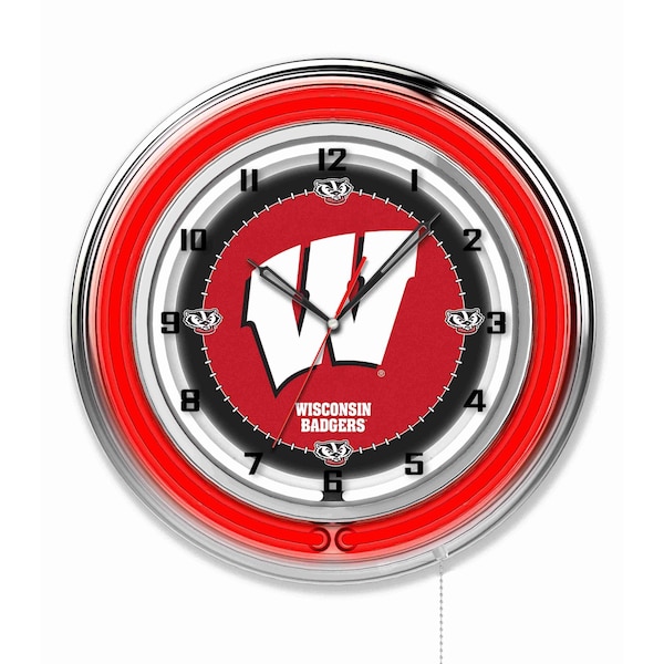 Holland Bar Stool Co University of Wisconsin Double Neon 19" Clock (W) - CLK19WISC-W
