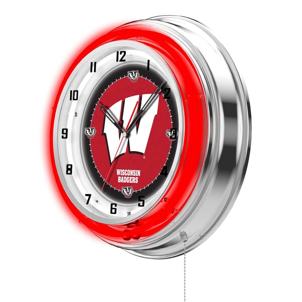 Holland Bar Stool Co University of Wisconsin Double Neon 19" Clock (W) - CLK19WISC-W