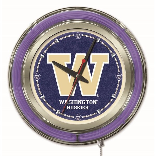 Holland Bar Stool Co University of Washington Double Neon 15" Clock - CLK15WASHUN