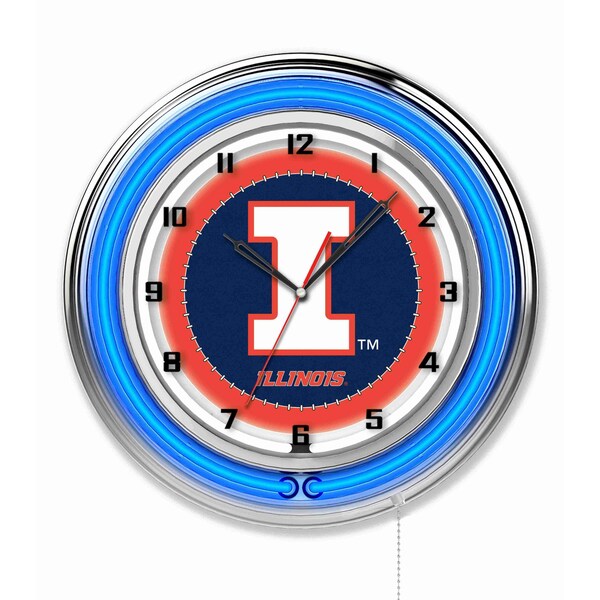 Holland Bar Stool Co University of Illinois Double Neon 19" Clock - CLK19ILLINIU