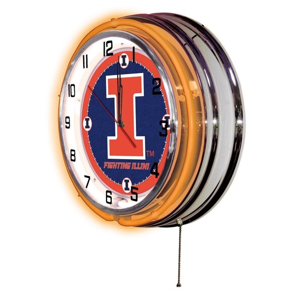 Holland Bar Stool Co University of Illinois Double Neon 19" Clock - CLK19ILLINIU